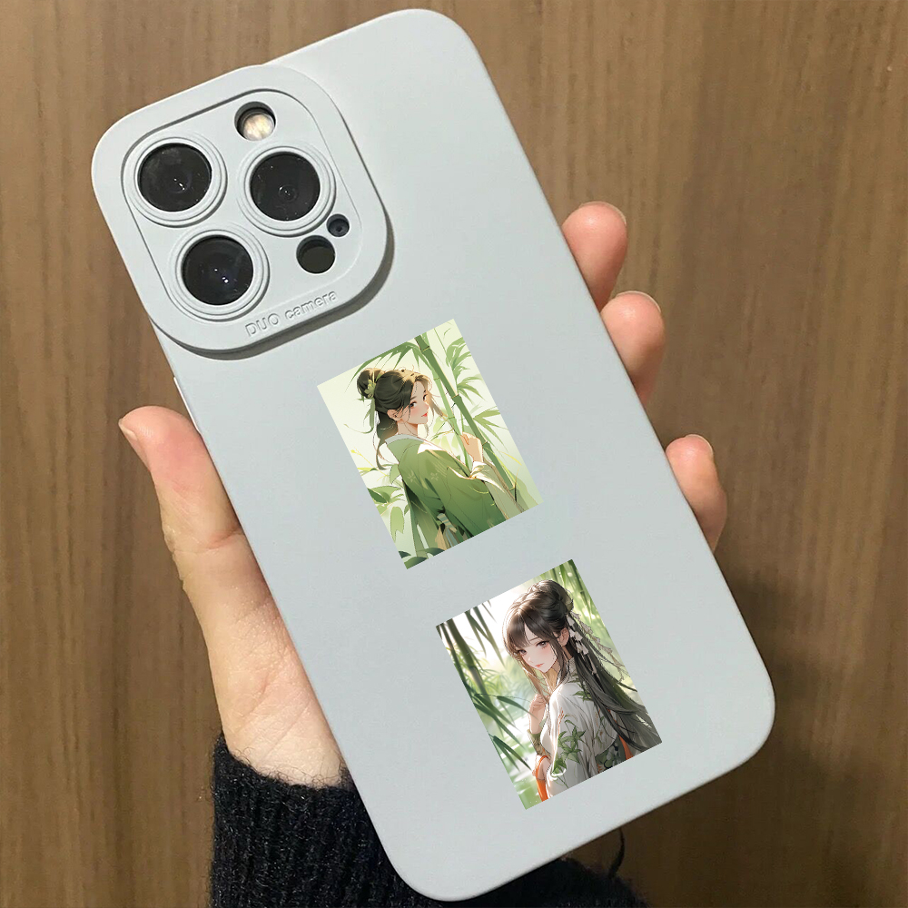 63PCS Ancient Bamboo Figures Girl Sticker Quotes Sentences DIY Laptop Luggage Refrigerator Skateboard Toy Decal Sticker