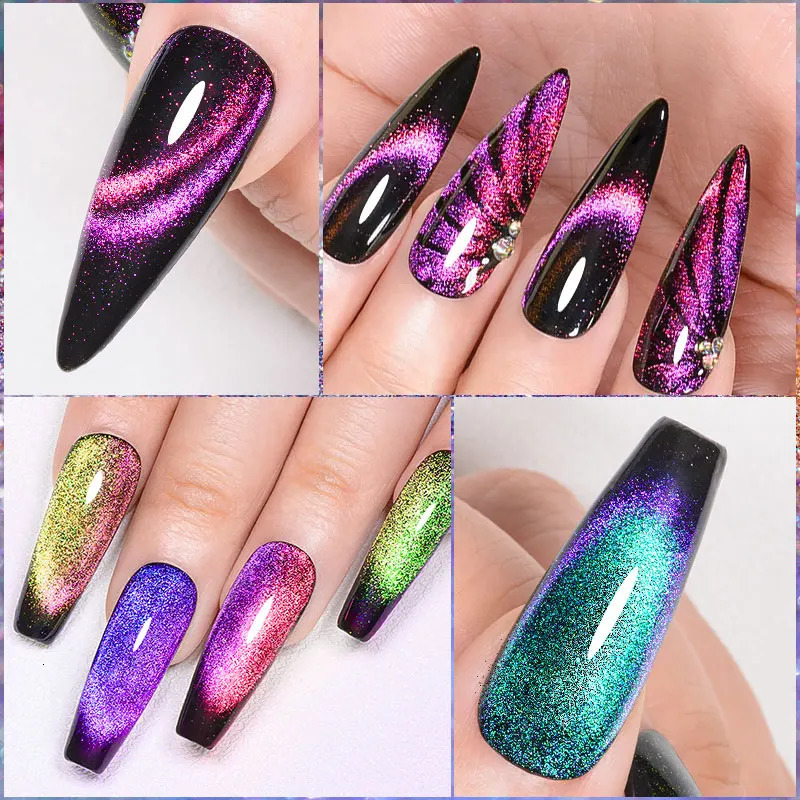 71012PCSSET Cat Magnetic Gel Nail Polish Set 9D Reflective Glitter Gel Semi Permanent UV Gel Soak Off Sparkling Nail Art Kits i240621