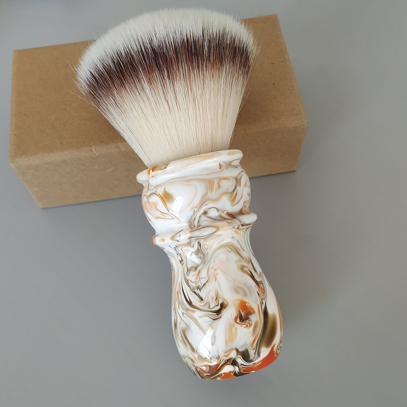 Dscosmetic coffee color A2S Soft synthetic hair 28mm fan shape shaving brush for man wet shaving