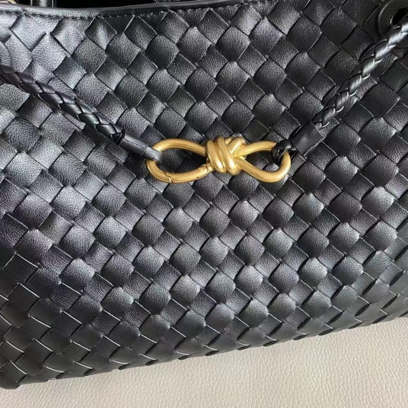 Designer Cowhide Material Small Andiamo Tote Shopping Bags Womens Real Leather Weave Handle Handbag Lambskin Black Purse Crossbody Shoulder Strap Bag