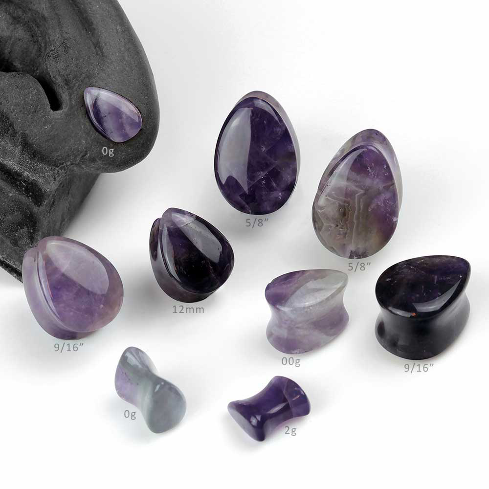 2pcs Punk Stone Ear Plugs Tunnels Flesh Flare Saddle Piercing Oreja Gauges Helix Labret Stretcher Expander Earrings Body Jewelry