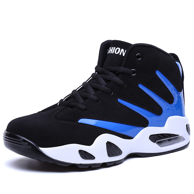 New shock-absorbing air cushion running basketball Korean version sports casual cotton shoes high top youth couple sneakers