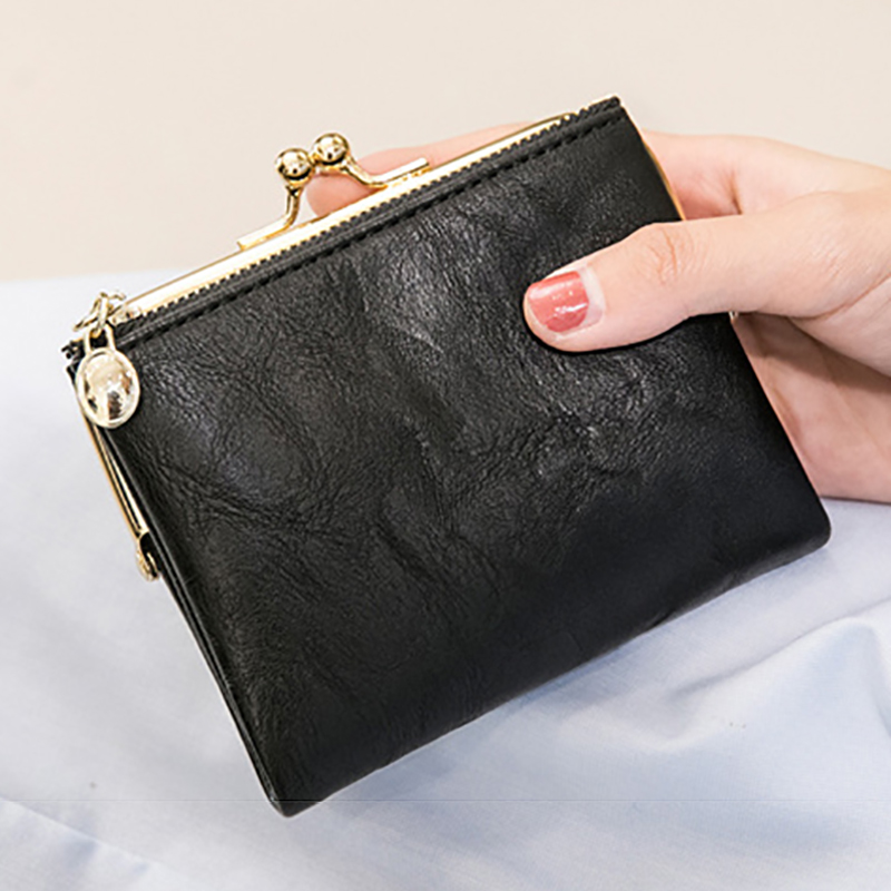 Vintage Women's Wallets Short Zipper Coin Purse for Women Card Holder Wallet Luxury Designer PU Leather Folding Women Clutch Bag