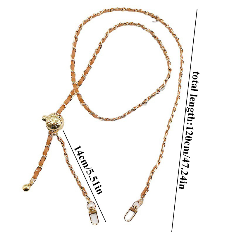 120CM Purse Chain Strap Round Ball Replacement Leather Metal Bag Chain Golden Ball Adjustable Bag Part Accessories Belts For Bag