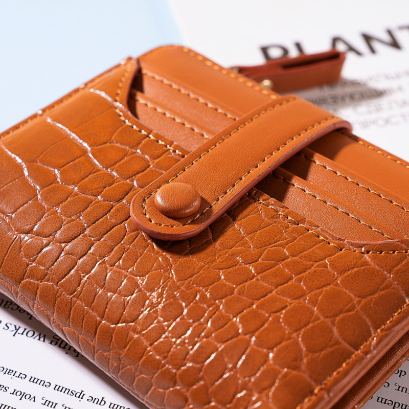 Women's Short Small Wallet Multi-card Credit Card Bag Solid Color Stone Pattern Coin Purse Female Student Trend Wallet