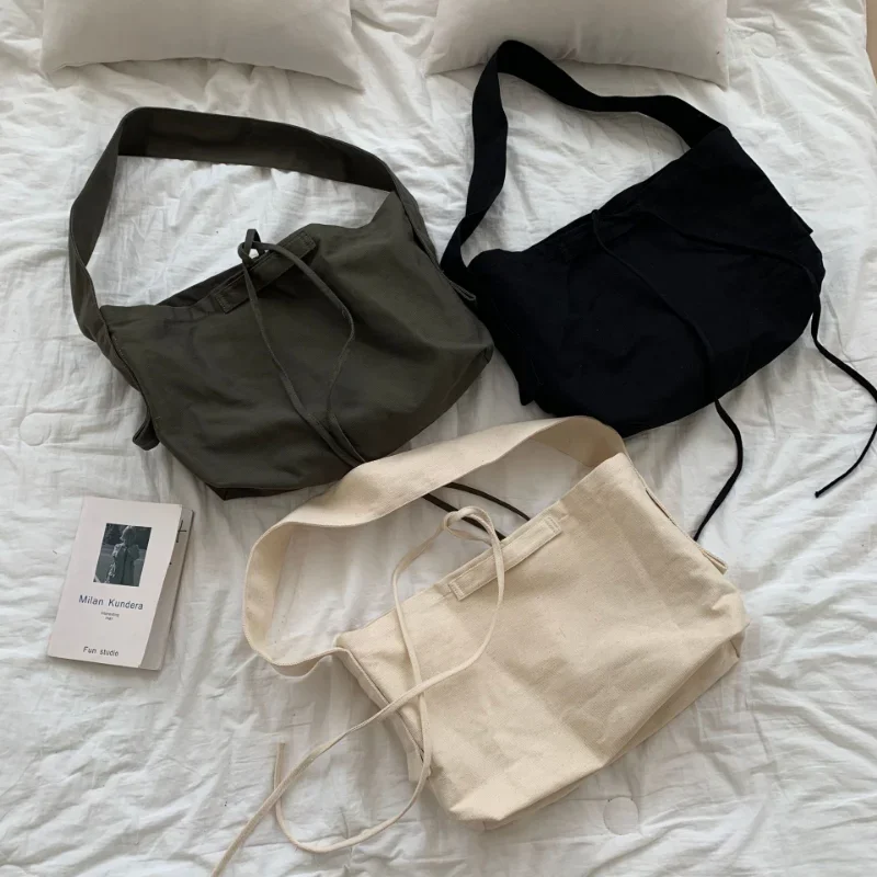 Women Leisure Bandage Crossbody Bag Canvas Shoulder Bags Female Multi-purpose Messenger Bag Student Bag Sac Courses Reutilisable