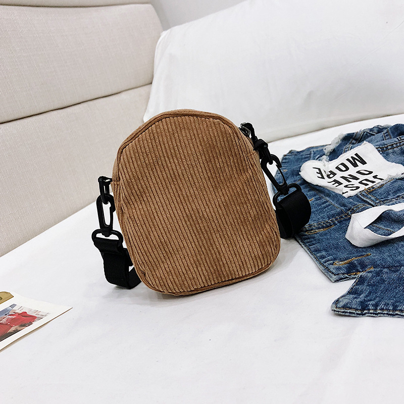 Women Little Canvas Shoulder Bag Small Corduroy Cloth Messenger Bag For Key Phone Pink Crossbody Bags Cute Zipper Purse For Girl