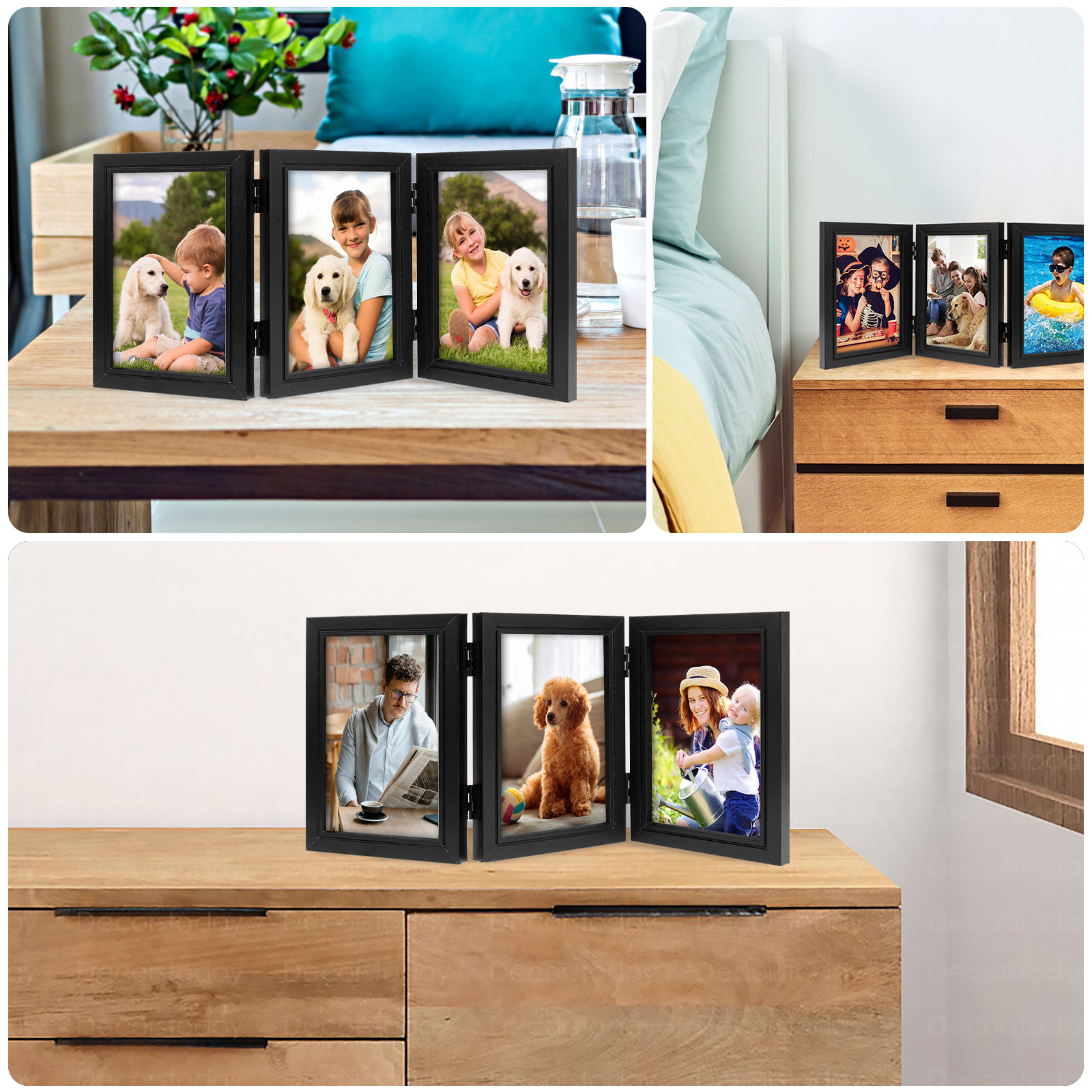 Foldable Hinged Double/Triple Integrated Desktop Album Set 180 Vertical Frame HD Photo Gift Fram H260306