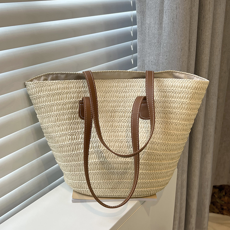Weave Tote Bag Large Capacity Summer Beach Straw Handbag and Purse Female Bohemian Shoulder Bag for Women 2023 Ladies Travel Bag