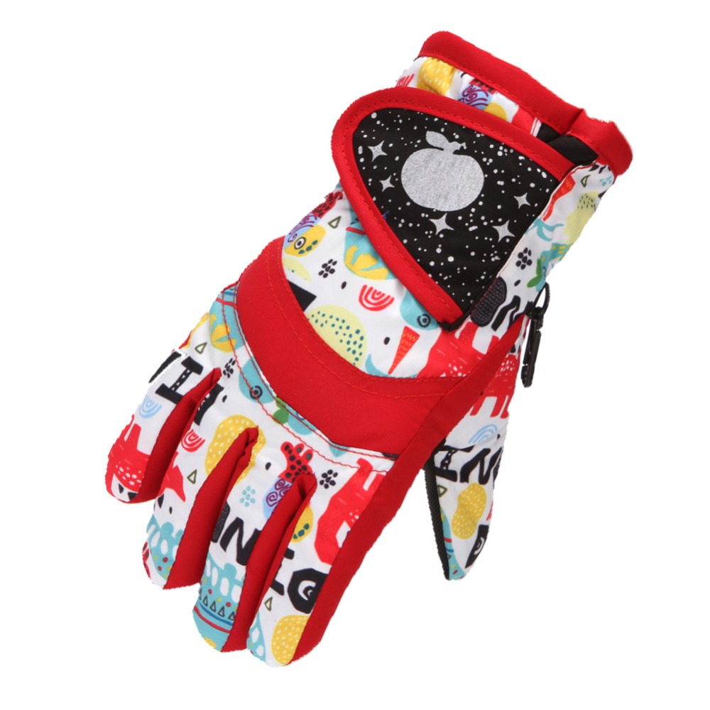 Thicken Ski 1 Pair Children Gloves Ski Clothing Non-slip Warm Full Finger Mittens Thermal Unisex Snow Mittens Ski smile