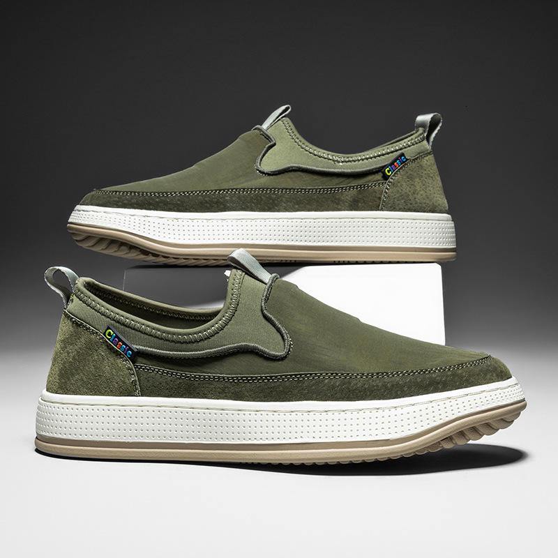 Men's New Cloth Wide Edition Dad's Step on Old Beijing Canvas Breathable Lazy Non slip Lefu Shoes