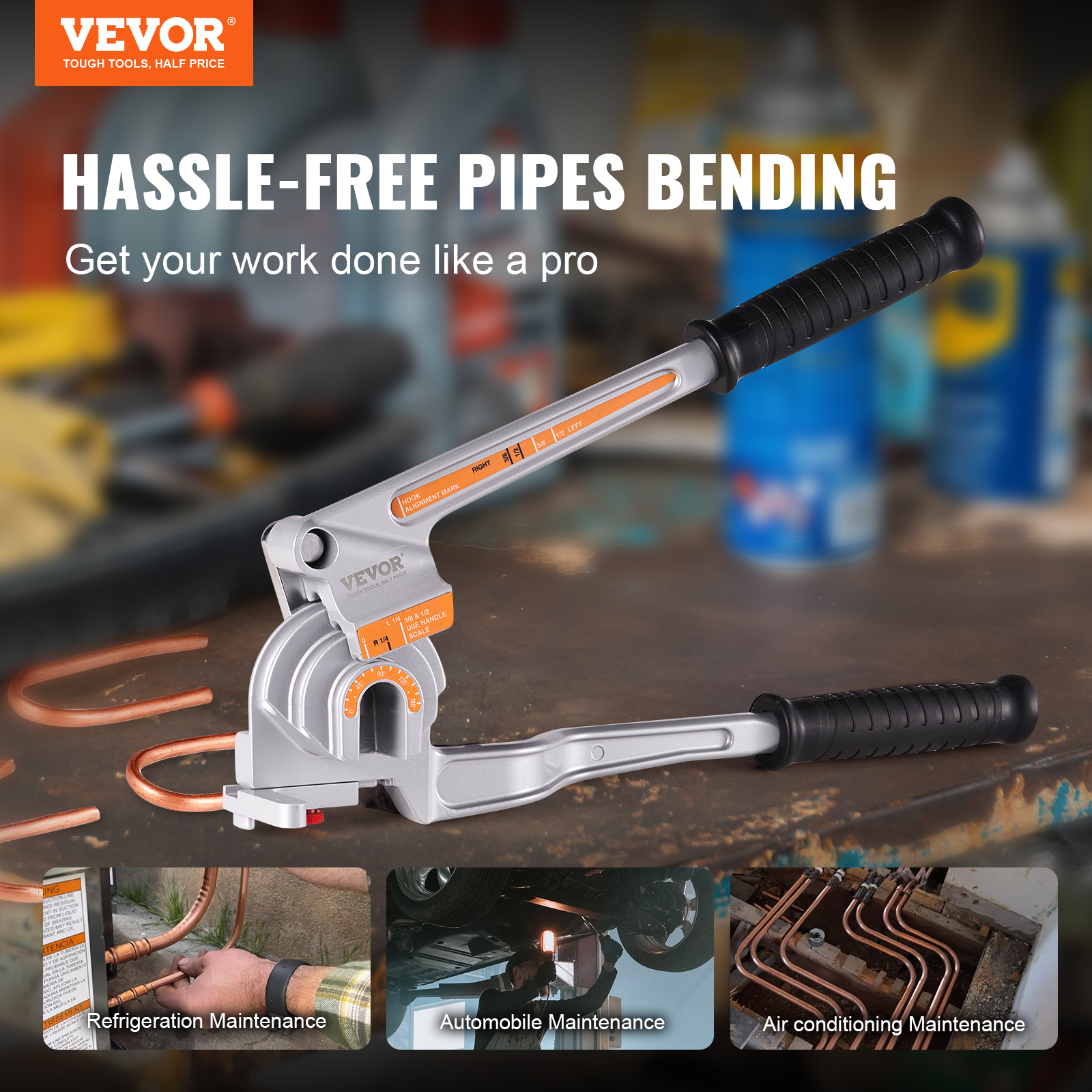 VEVOR Pipe Tube Bender 3 in 1 Manual Copper Tube Bending Aluminum Pipe Bender Tool for HVAC Air Conditioning Refrigerator Repair