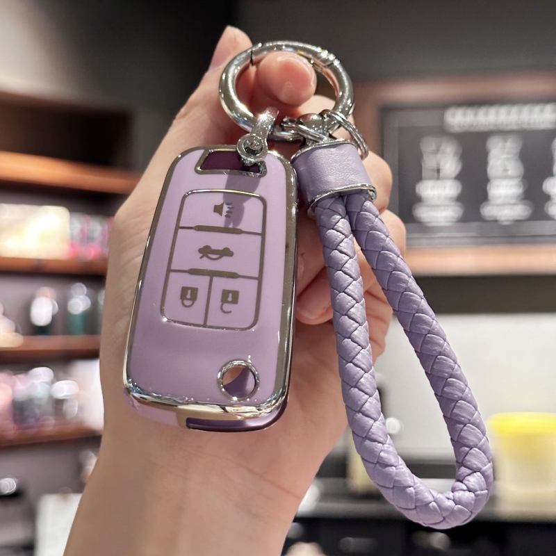 Car Key Case Cover with Keychain for 2010-2019 Chevrolet Impala Camaro Cruze Equinox Malibu Sonic GMC Terrain Buick Regal Verano