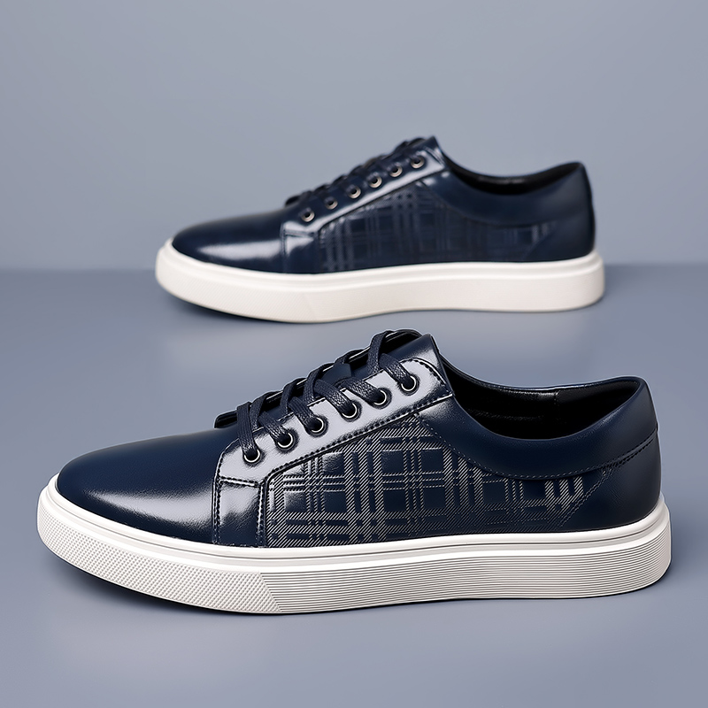 New Blue Men's Vulcanize Shoes Lace-up Solid Black Sneakers Casual Shoes Size 38-46 Men Shoes