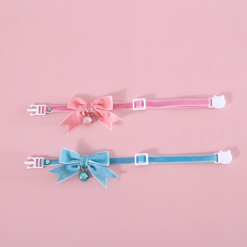 2026 New Cat Necklace Velvet Bow Collar With Bell Puppy Grooming Accessories Adjustable Soft Anti-Choking Pets Outdoor Walking Supplies Free Shipping