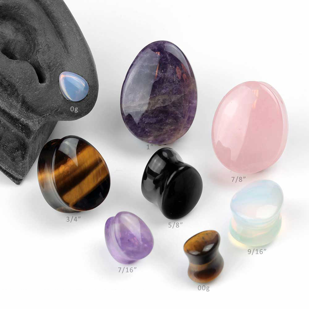 2pcs Punk Stone Ear Plugs Tunnels Flesh Flare Saddle Piercing Oreja Gauges Helix Labret Stretcher Expander Earrings Body Jewelry