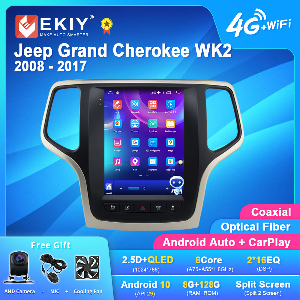 EKIY TT7 Android 10 For JEEP Grand Cherokee 2008-2017 For Tesla Style Screen Car Radio Multimedia Video Carplay Navi No 2din DVD