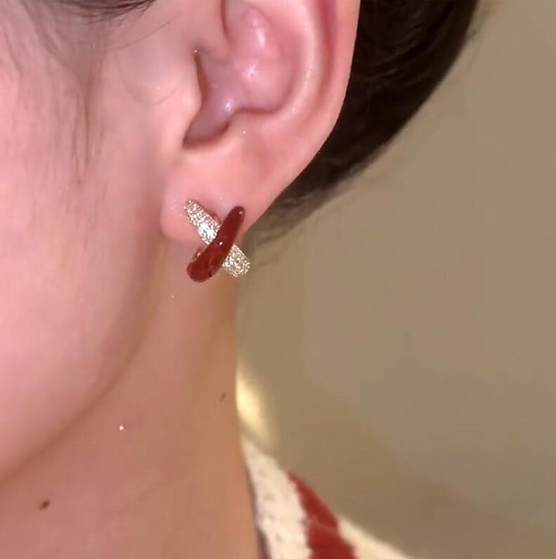 Sterg Sier Cross Earrings Women, White Sapphire Stud Earrings, Temperament Classical Jewelry for Wedding Anniversary, Lover Gift