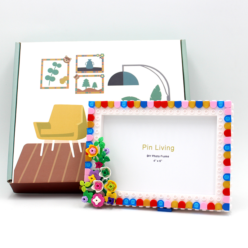 Pinliving 1PC Flower Graden Photo Frame,Simple Color Block DIY Picture Frame For Home Decoration,Family Activity Gift H260306