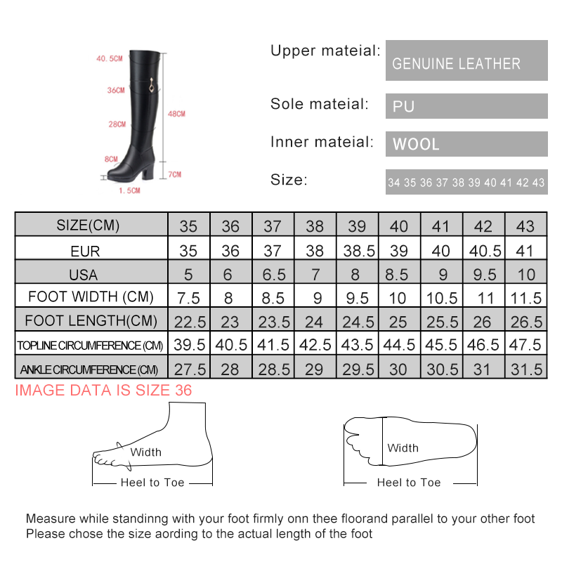 AIYUQI Women's Over The Knee Boots Natural Wool Genuine Leather Women Winter Boots Warm High-heel Women Motorcycle Boots