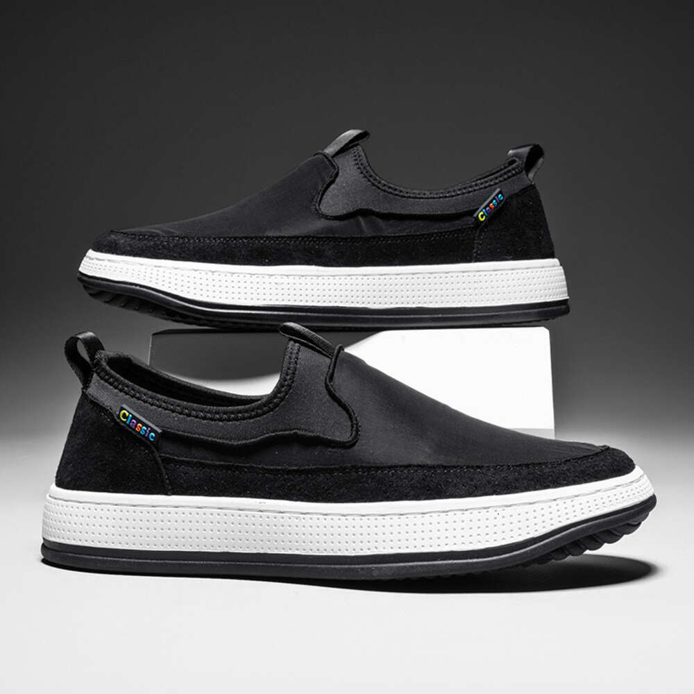 Men's New Cloth Wide Edition Dad's Step on Old Beijing Canvas Breathable Lazy Non slip Lefu Shoes