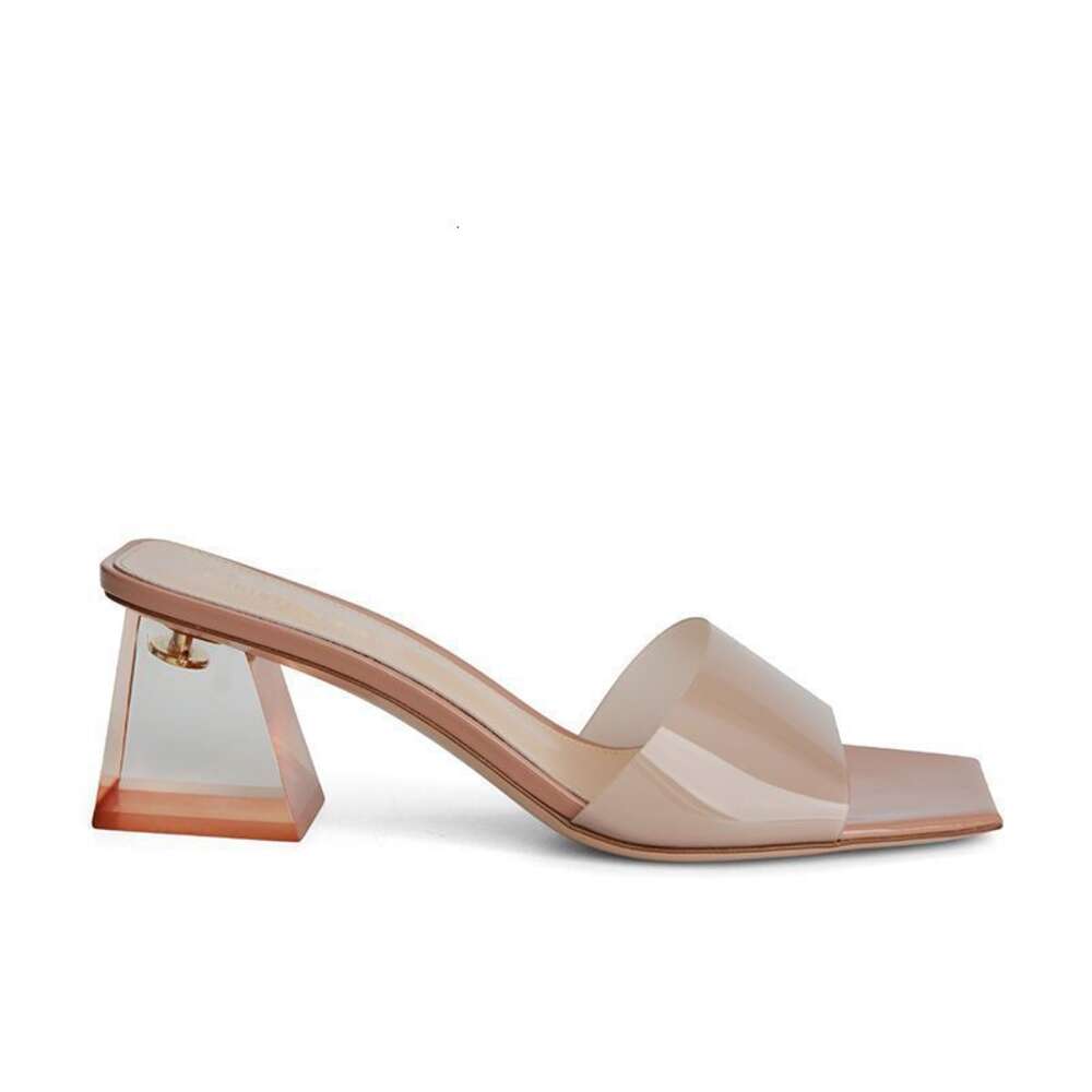 Sui Shoe Heng G End Series Square Head Water Diamond Transparent PVC Crystal Thick Heel Slippers Women S Sandals For External Wear ddmythur ddmythur