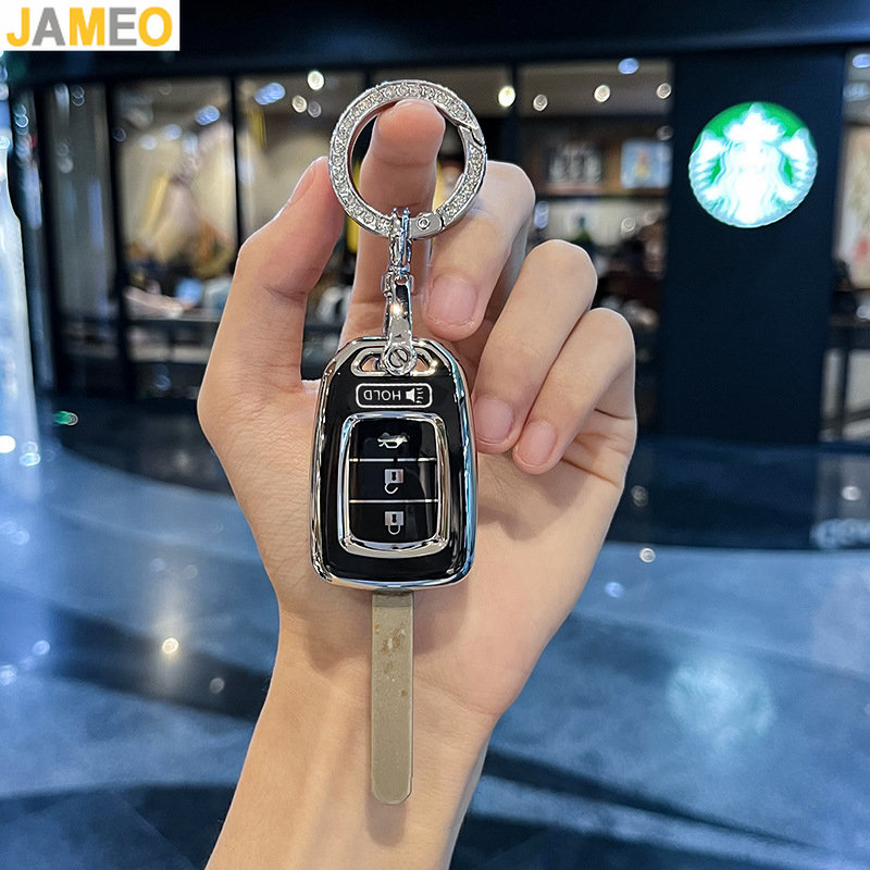 For Honda Accord 2016 2017 Civic 2016 2017 2018 2019 TPU Silver Edge Car Remote Key Cover Case Shell Keychain Accessories