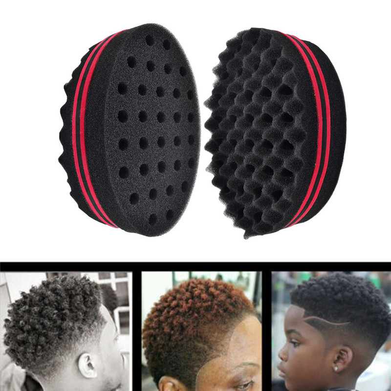 African Double Side Hair Sponge Twists Hair Styling Tool Barber Brush Portable Hair Braid Twist Hairbrush for Men