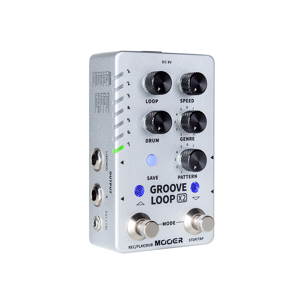 MOOER GROOVE LOOP X2 Guitar Stereo Looper Pedal 14 Save Slots Drum Machine Pedal 121 Different Drum 10-minute Capacity Per Track