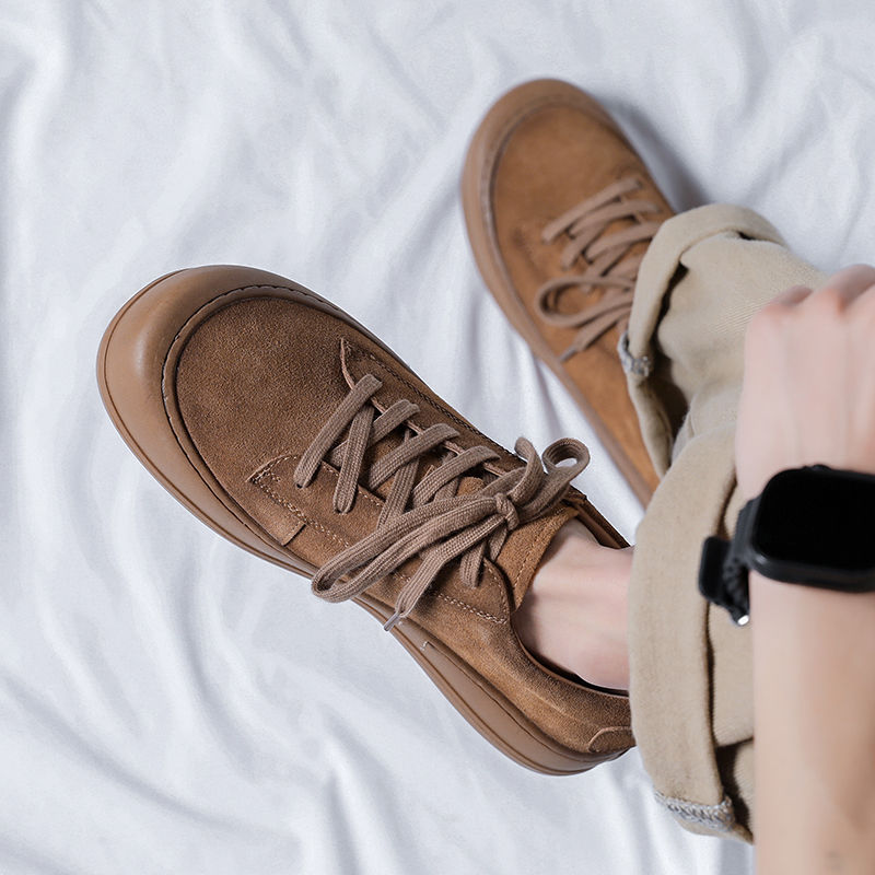 Spring 2023 Brand Men Suede Genuine Leather Casual Shoes Lace-up Men Light Comfortable Driving Flats Mens Outdoor Oxfords Shoes