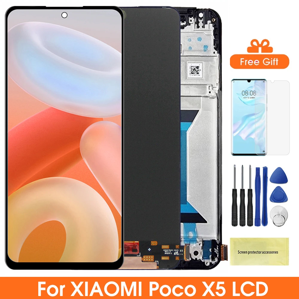 6.67" Poco X5 Display Screen, for Xiaomi Poco X5 22111317PG 22111317PI Lcd Display Digital Touch Screen with Frame Replacement
