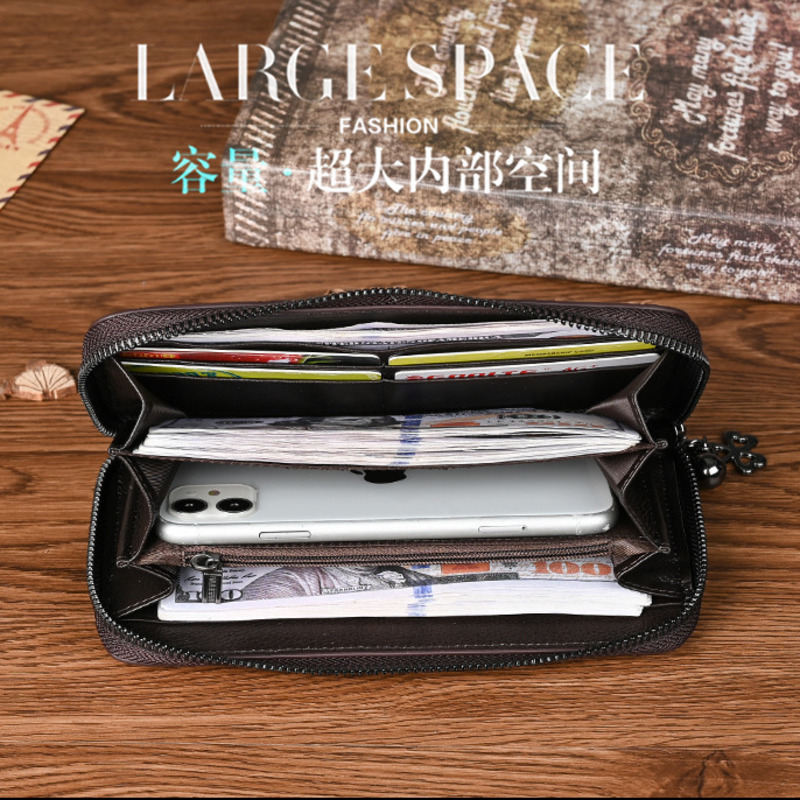 MOTAORA 2024 New Genuine Leather Wallet Women's Purses Retro Long Zipper Phone Bag For Woman Large Capacity Wallets For Women