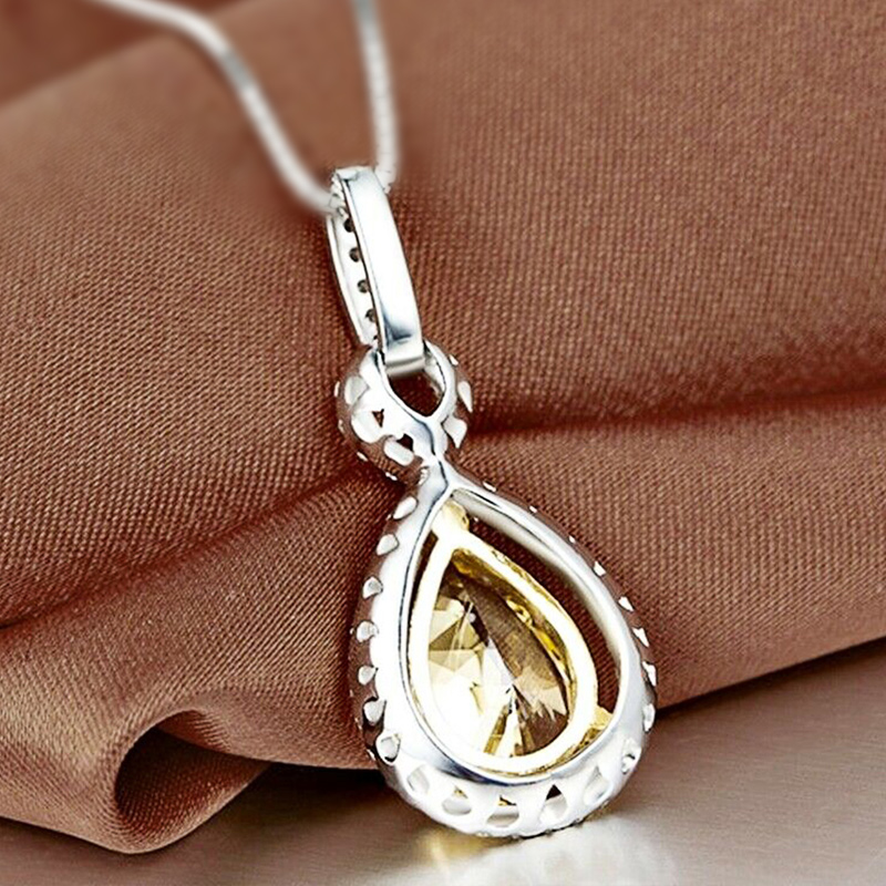 CAOSHI Exquisite Yellow Cubic Zirconia Pendant Necklaces for Women Elegant Engagement Party Lady Luxury Jewelry Accessories