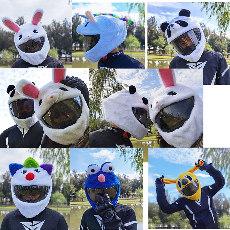 Motorcycle Helmet Cartoons Plush Helmet Protective Cover Helmet Full Face Covers For Outdoor Fun Personalized Helmets Christmas