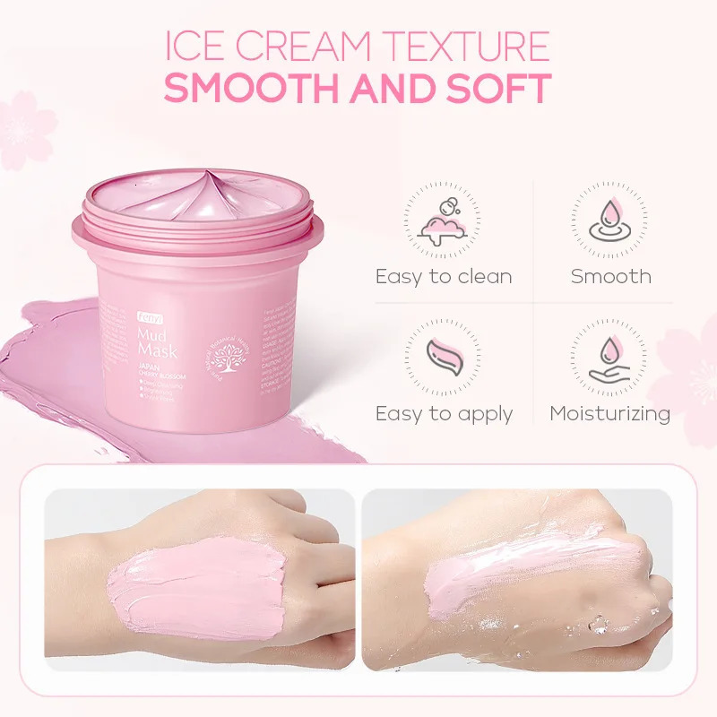 100g Japan Sakura Mud Face Mask Reduce Wrinkle Night Packs Skin Clean Blackhead Pores Smearing Mud Mask Skin Care 240621