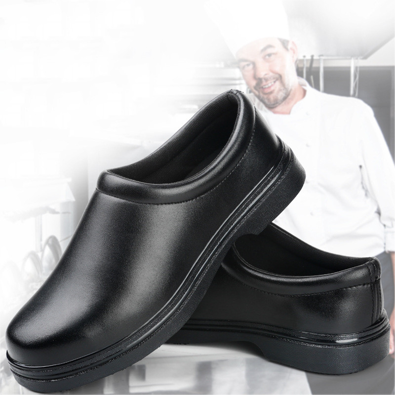 mens casual steel toe caps chef work shoes waterproof non-slip original leather safety boots cook loafers worker safe footwear