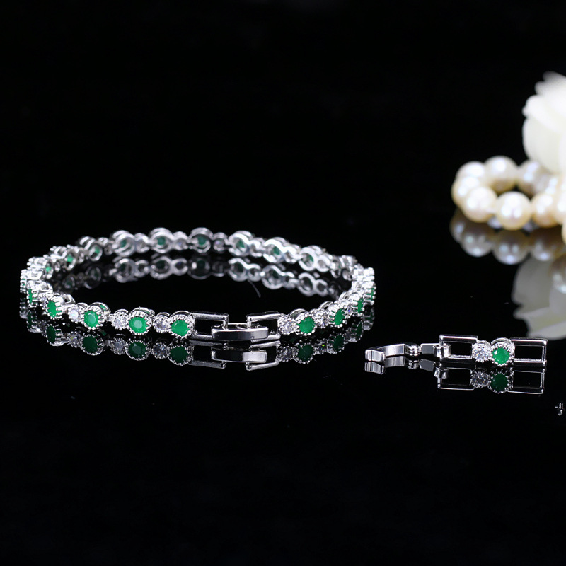 Exquisite White Gold Fill Emerald Cubic Zirconia Wedding Bracelet: urious Elegance for the Modern Bride
