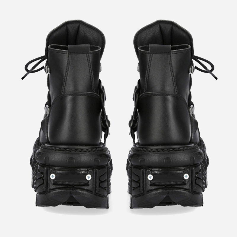 2025 new Women's Brand Fashion Platform Couple Ankle Boots men Retro Punk Style High Heels Metal Decoration Design Gothic Shoes 6691