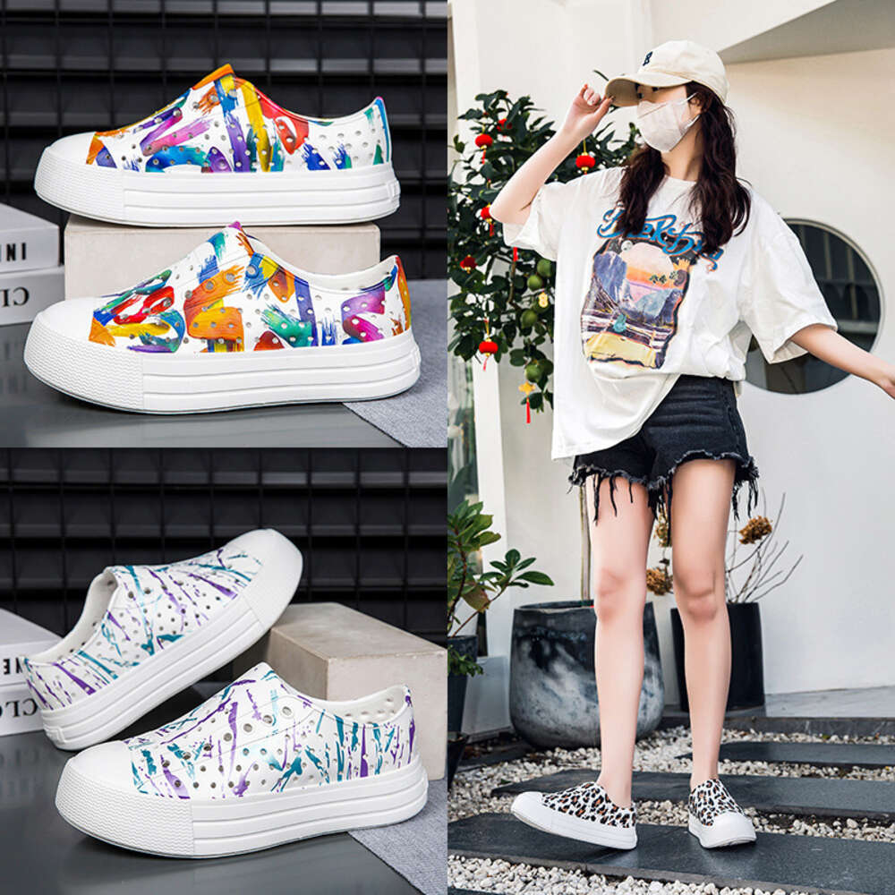 Ddmysports Ot Selg Outdoor Thick Soled Women S Hole Style EVA Beach With A Sense Of Stepping On Feces Leopard Print Garden Shoes OUTDOOR