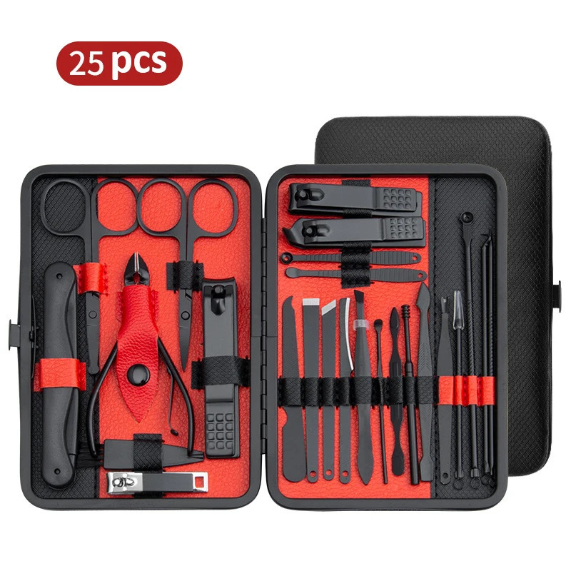 Manicure Set 101525 pcs Full Function Kit Professional Stainless Steel Pedicure Sets Nail Clipper With Portable Case Idea Gift i240621