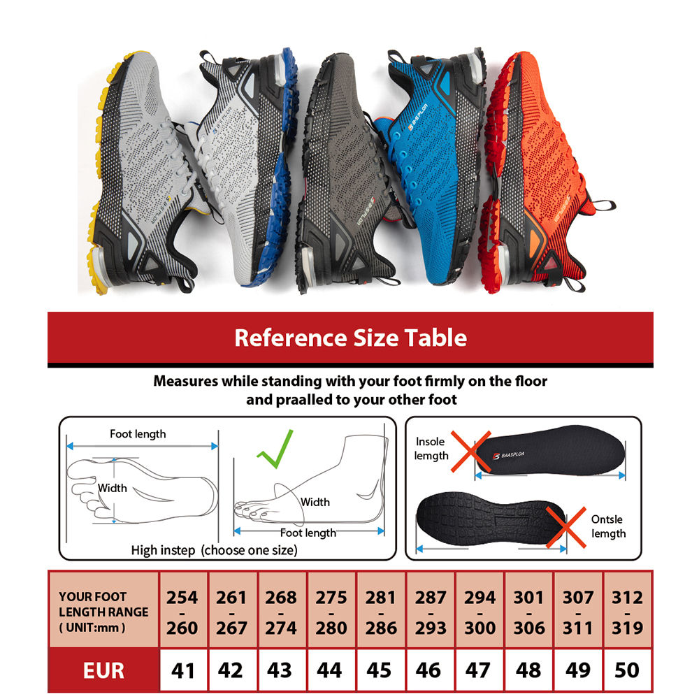 Baasploa Men Training Shoes Running Shoes Breathable Lightweight Sneakers Non-Slip Track Tennis Walking Sport Shoe