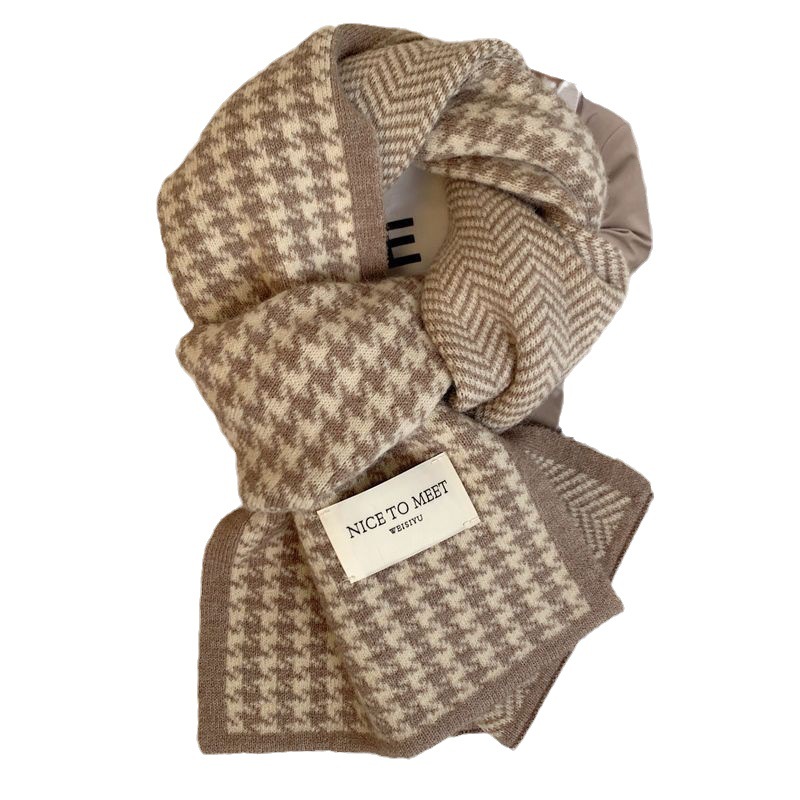 Brand Scarf Winter New Outdoor Warmth Double sided Student Cute Scarf Thickened Knitted High Quality Scarf Couple Gift