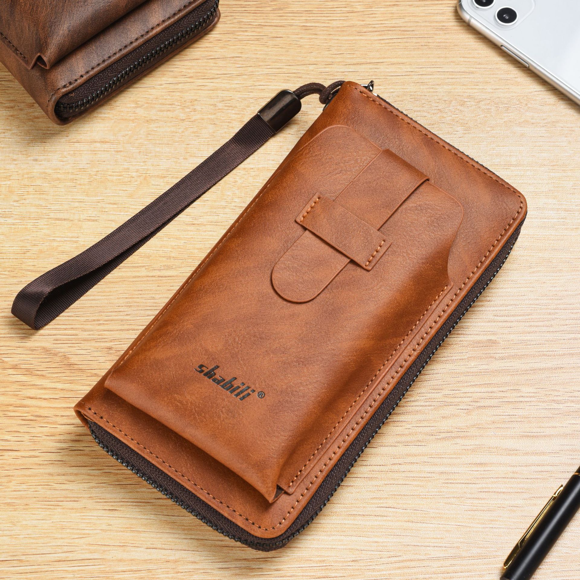 Men's Wallet Long Fashion Soft Leather Wallet Zipper Multi-card Slot Youth Wallet Mobile Phone Bag Large Capacity