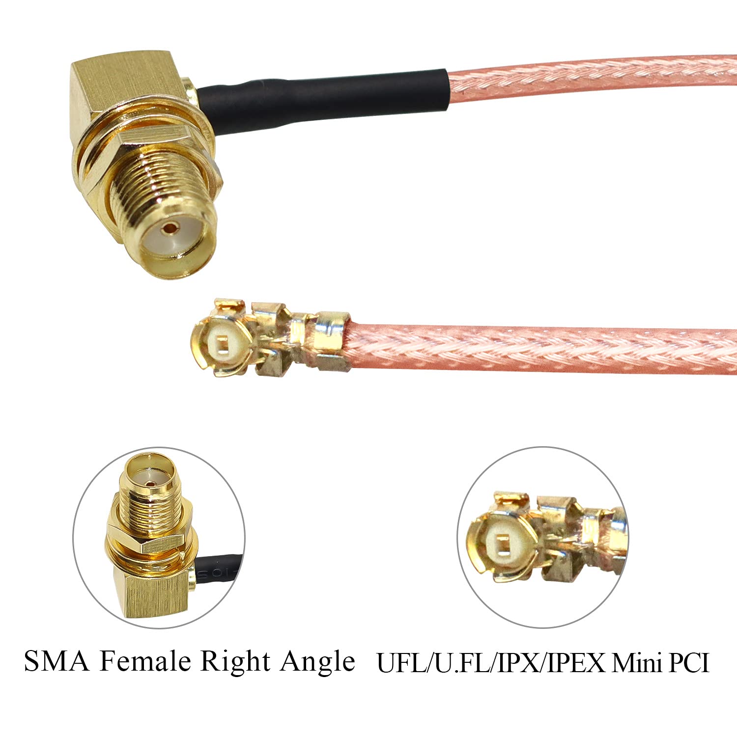 IPX to SMA Coax Cable SMA Female Right Angle to U.FL UFL IPEX RF Coaxial RG178 Pigtail Cable Router Antenna Mini PCI SMA 5PCS