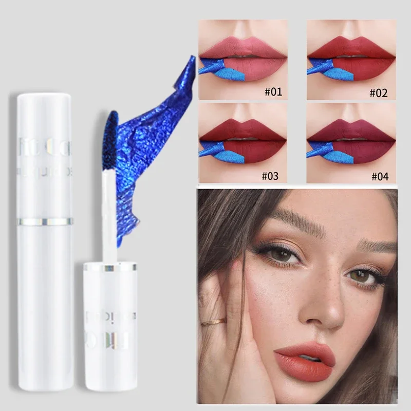 4 Colors Peel Off Lip Gloss Non-Stick Cup Matte Velvet Liquid Lipstick Long Lasting Tear-Off Tattoo Lip Gloss Korean Makeup