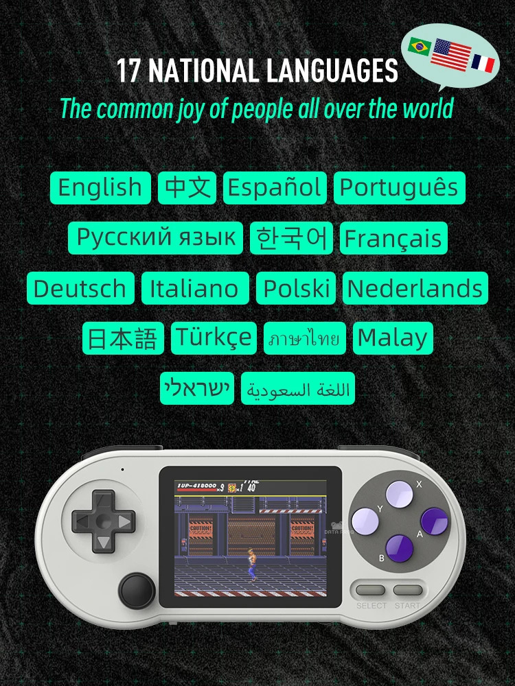 DATA FROG SF2000 Portable Handheld Game Console 3 inch IPS Retro Consoles Builtin 6000 Games Video For Kids 240618