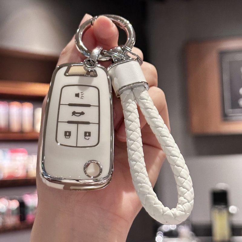 Car Key Case Cover with Keychain for 2010-2019 Chevrolet Impala Camaro Cruze Equinox Malibu Sonic GMC Terrain Buick Regal Verano