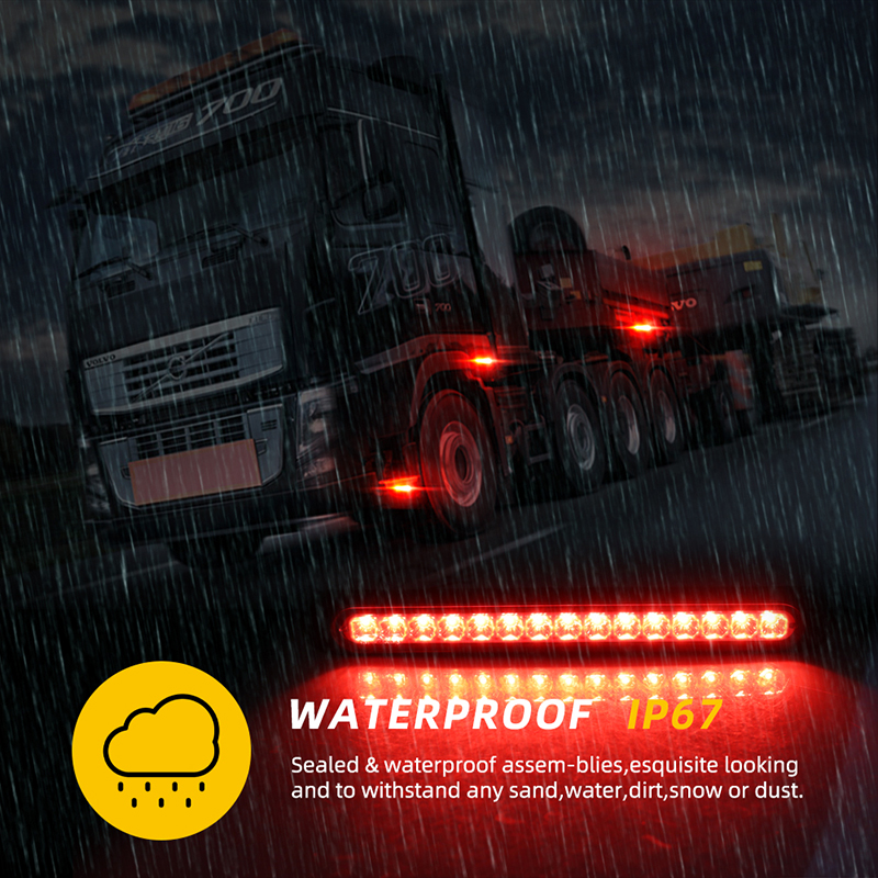 Car 15 LED 24V Trailer Brake Tail Light LED Bar Stop Turn Tail Lights Waterproof Assembly Brake Strip Red Light for Marine Boats