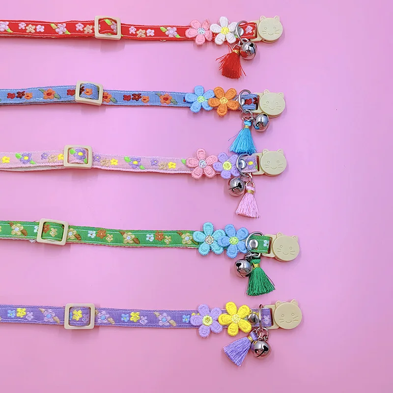 Cute Pet Collar,adjustable Cat Collars with Flower Tassel Decoration, Safety Buckle Bell To Prevent Lost Cat Collar,pet Supplies