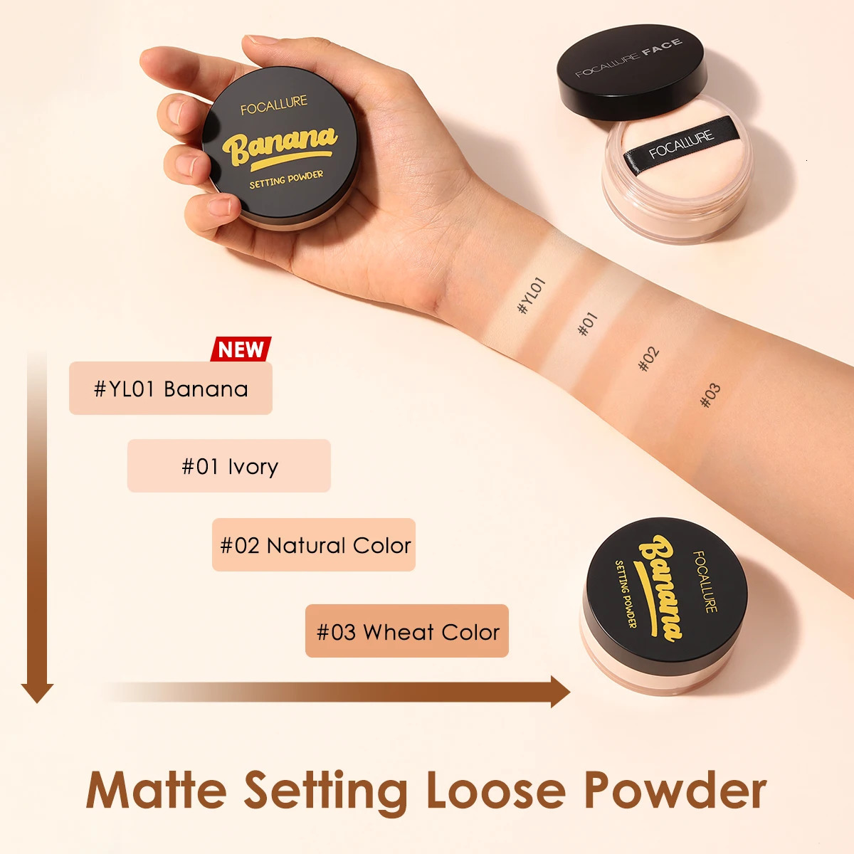 Focallure Face Loose Powder 3 Colors Ultra-Light Perfect Finishing Makeup Powder Waterproof Translucent Setting Powder Cosmetic 240704